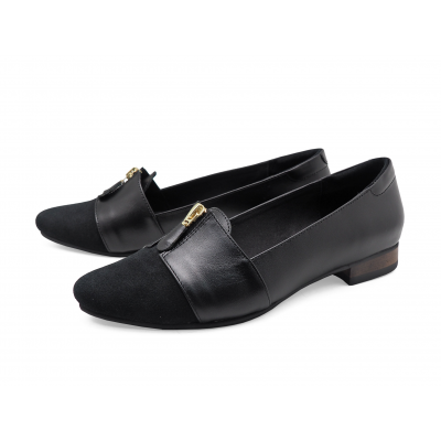 Women Courts Flat HSC-74 Black Suede-Black Nappa